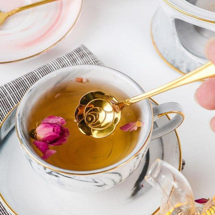 Luxurious Golden Marbled Porcelain Tea Set - Ultimate Drinking Experience Collection