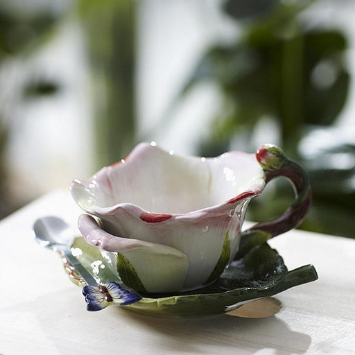 Elevate Your Morning with Artisan Pink Rose Ceramic Coffee Set