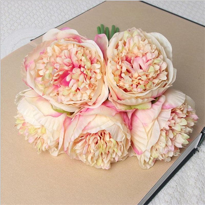 Elegant Peony and Blush Rose Silk Flower Arrangement Set