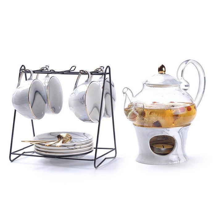 Luxurious Golden Marbled Porcelain Tea Set - Ultimate Drinking Experience Collection