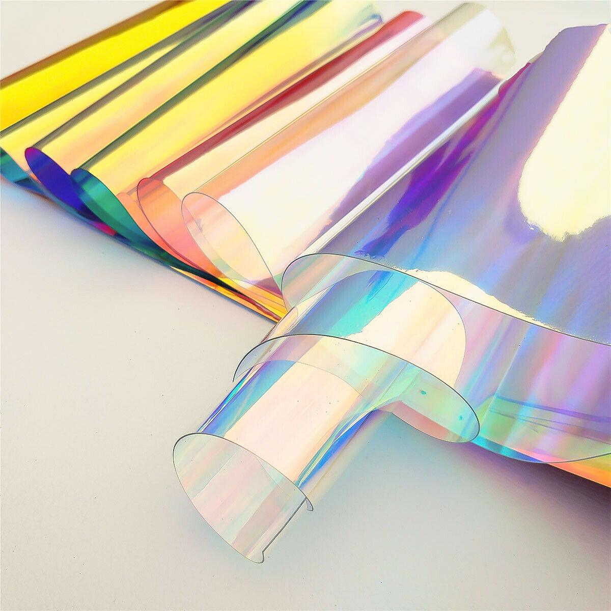 Candy Iridescent Holographic Clear Transparent PVC Fabric Leatherette Laser  Rainbow Film Vinyl Craft Bag Earring DIY Bows Making