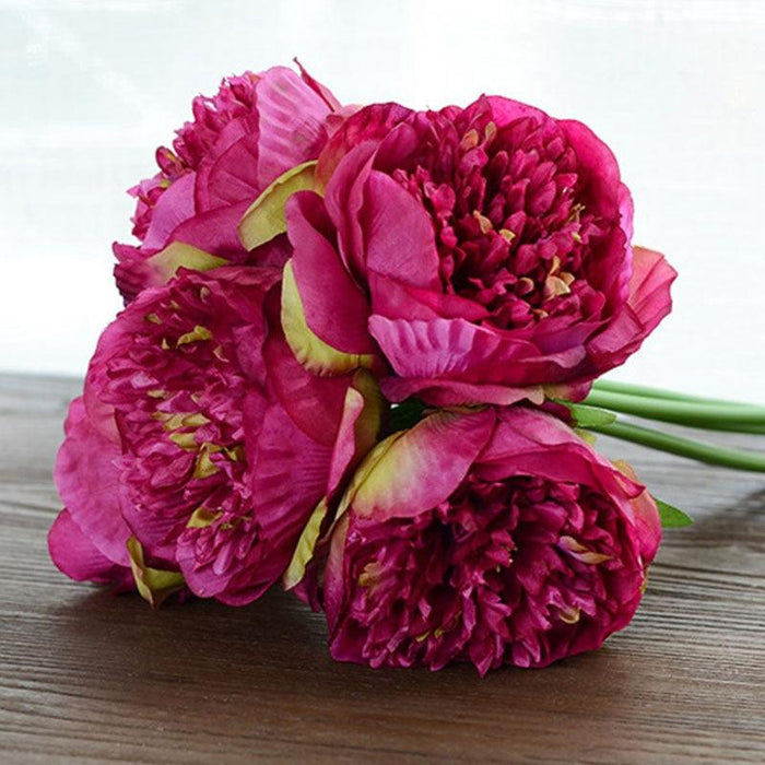 Elegant Peony and Blush Rose Silk Flower Arrangement Set