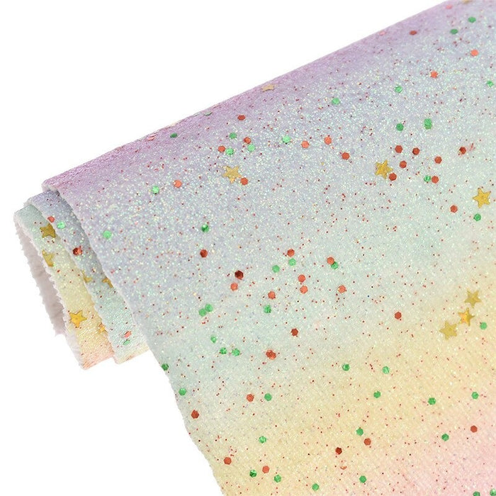 Rainbow Sparkle PU Leather for Creative DIY Projects