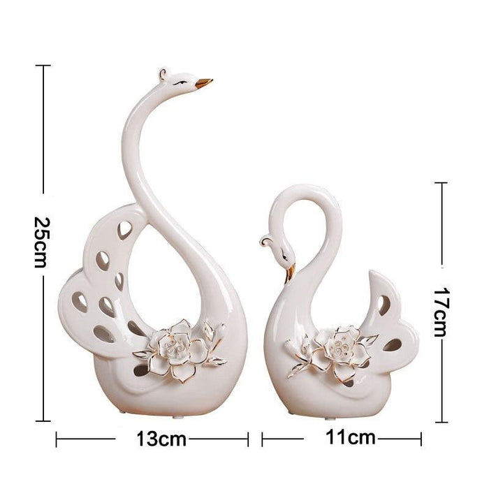 Graceful Swan Couple Ceramic Art Pieces: Handcrafted Elegance for Your Home