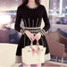 Timeless Elegance: Black Knit Pleated Dress with Korean Influence