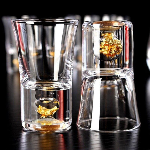 Luxurious Lead-Free Crystal Wine Glass with Gold Foil Accents - Stylish Liquor Cup for Home, KTV, or Bullet Club