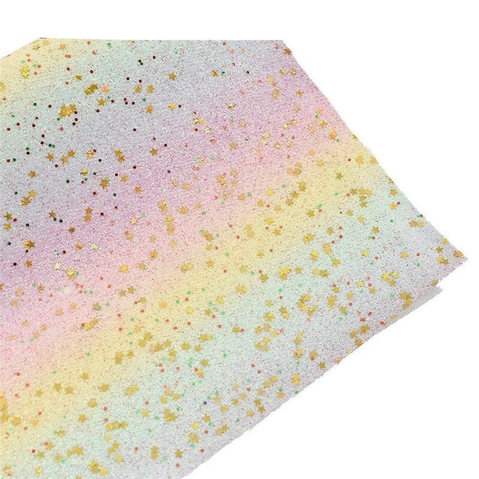 Rainbow Sparkle Glitter PU Leather for Creative DIY Projects