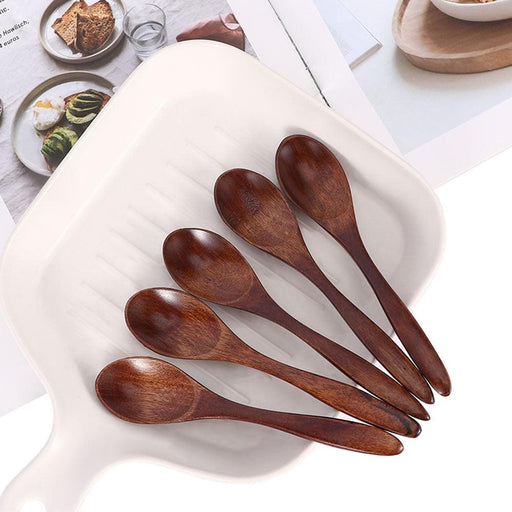 Elegant 5-Piece Japanese Wooden Spoon Set for Gourmet Dining