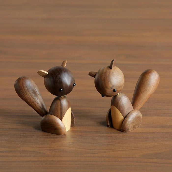 Walnut Wood Squirrel Ornament - Scandinavian Design Crafted with Maple