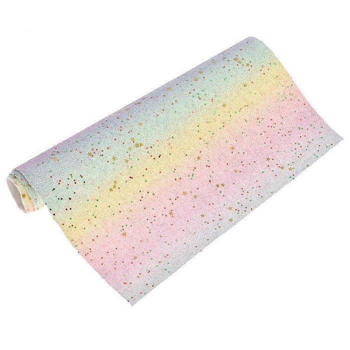 Rainbow Sparkle PU Leather for Creative DIY Projects