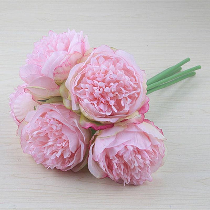 Elegant Peony and Blush Rose Silk Flower Arrangement Set