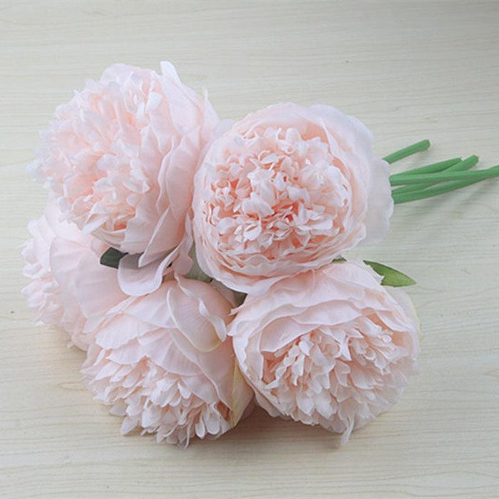 Elegant Peony and Blush Rose Silk Flower Arrangement Set