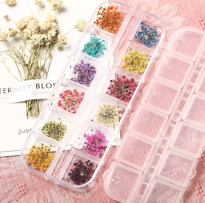 Floral Elegance Nail Art Kit: Premium Real Dried Flower Decoration Set