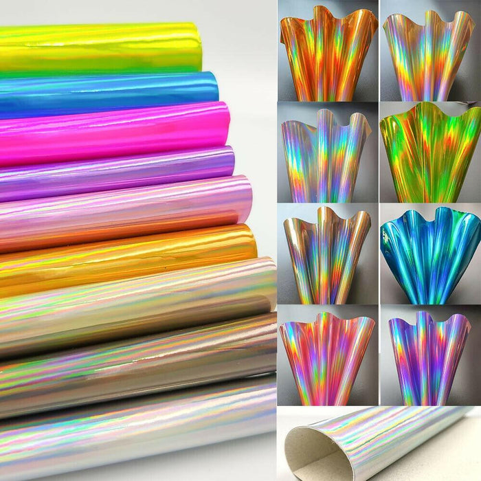 Vibrant Holographic Rainbow PU Leather Craft Sheets - Creative Spark