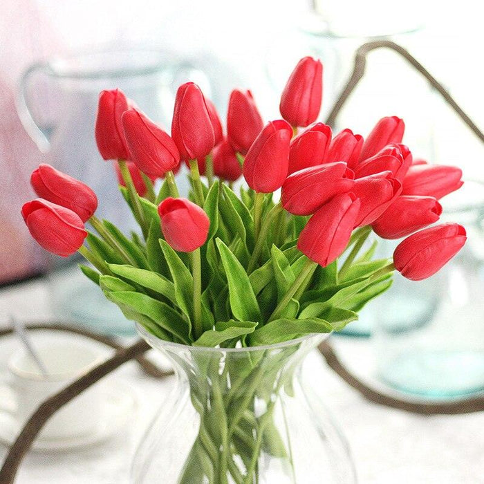 Real Touch PU Tulips Bouquet - Set of 31 Mini Silk Flowers