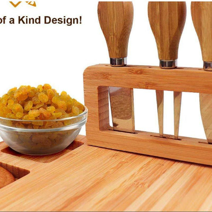 Elevate Your Dining Experience with our Exquisite Bamboo Cheese Board Set