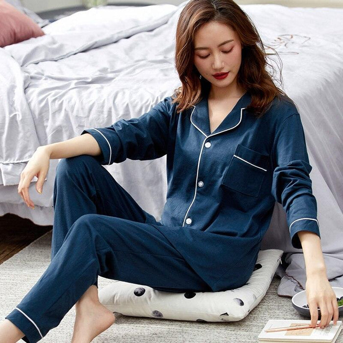 Spring Blossom Cotton Pajama Set: Sophisticated Comfort for Serene Nights