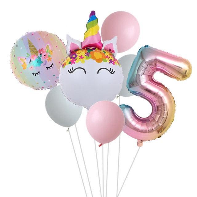 Enchanting Rainbow Unicorn Number Balloon Set for 1-4 Year Old Party Magic