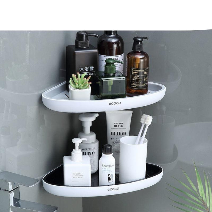 Bathroom Storage Solution: Snap-Up Corner Shelf Set with Shampoo Basket