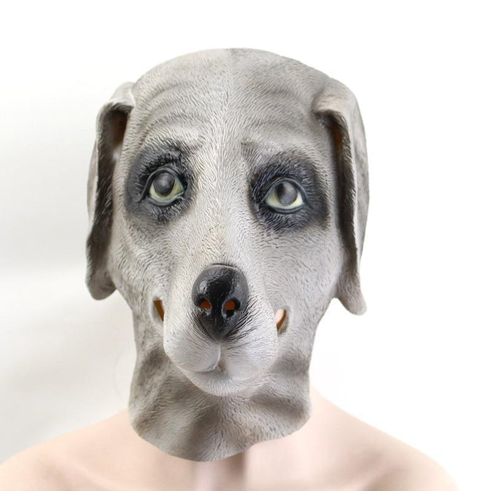 Gray Dog PVC Halloween Mask - Terrifying Canine Head Horror Mask for Adults