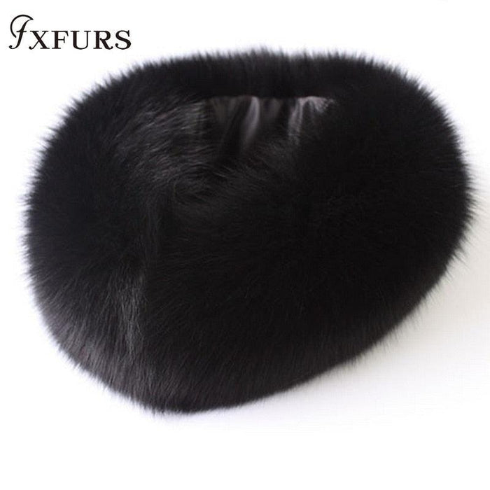 Elegant Fox Fur Ring Scarf with Magnetic Closure - Luxury Winter Accessory for Women