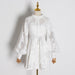 Sophisticated White Patchwork Embroidered Dress for Ladies