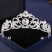 Silver Rhinestone Crown Tiara - Exquisite Hair Accessory for Elegant Occasions