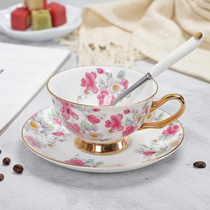 YeFine Delightful Bone China Tea Cup & Saucer Set - Elegant On-glazed Design