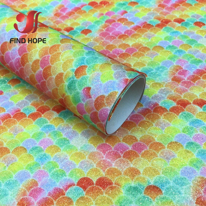 Glittery Rainbow Craft Fabric - 20x30cm Iridescent Art Supplies