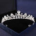 Silver Rhinestone Crown Tiara - Exquisite Hair Accessory for Elegant Occasions