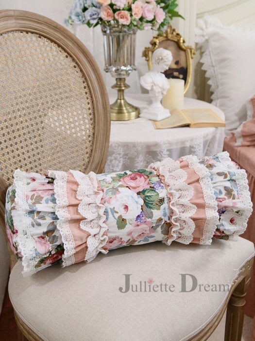 European Candy Style Embroidered White Cushion with Princess Ruffle Lace