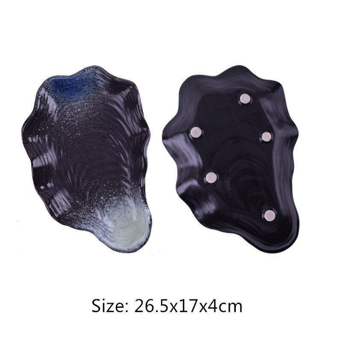 Elegant Japanese Pearl Ceramic Serving Tray for Seafood, Steak, and Salad with Unique Anti-Skid Design