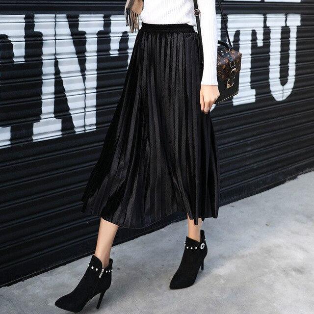 Timeless Black A-Line Midi Skirt - Essential Winter Fashion Staple