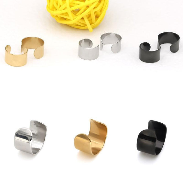 Gold Stainless Steel Clip-On Ear Cuffs for Men, Women, and Teens