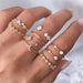 Charming 12-Piece Bohemian Gold Crystal Ring Set - Elegant Jewelry Collection for Women