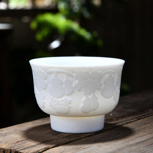 Heart Sutra Master Cup - Exquisite Mutton Fat Jade Tea Bowl