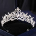 Silver Rhinestone Crown Tiara - Exquisite Hair Accessory for Elegant Occasions