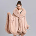 Opulent V Lapel Faux Rex Rabbit Fur Winter Cape for Women