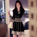 Timeless Elegance: Black Knit Pleated Dress with Korean Influence