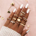 Bohemian Gold Crystal Finger Ring Set - Exquisite Collection of 12 Pieces for Women