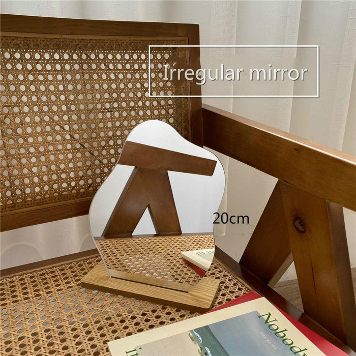 Modern Acrylic Vanity Mirror Set with Stylish Wooden Stand