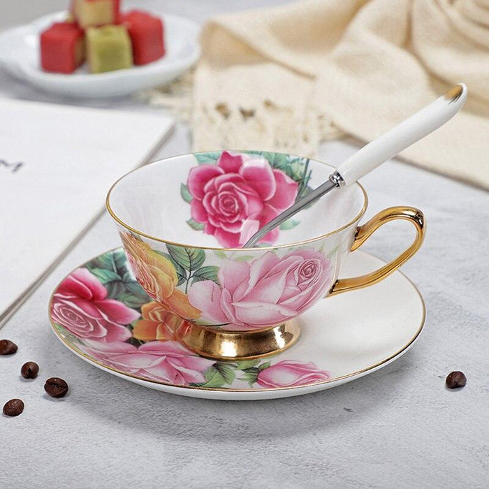 Elegant YeFine Bone China Tea Cup & Saucer Set - Whimsical On-glazed Charm