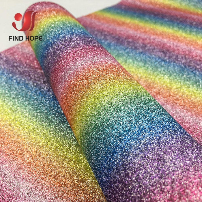 Glittery Rainbow Craft Fabric - 20x30cm Iridescent Art Supplies