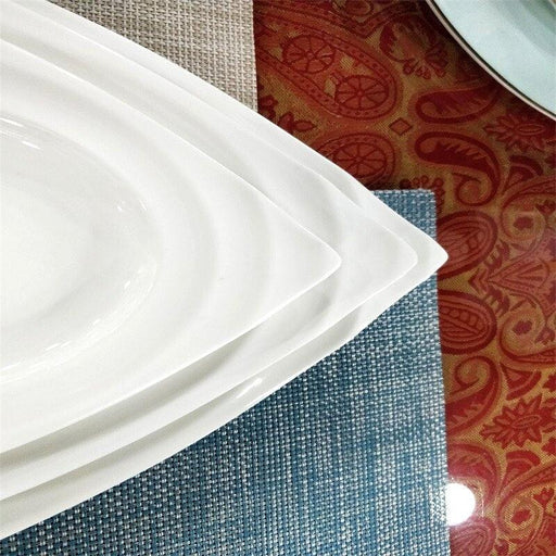 Elegant Rhombus Wave Pattern Ceramic Dinner Plates - Trio Set