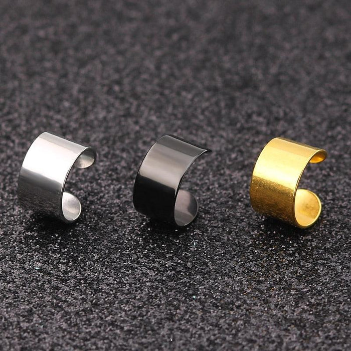 Gold Stainless Steel Clip-On Ear Cuffs for Men, Women, and Teens