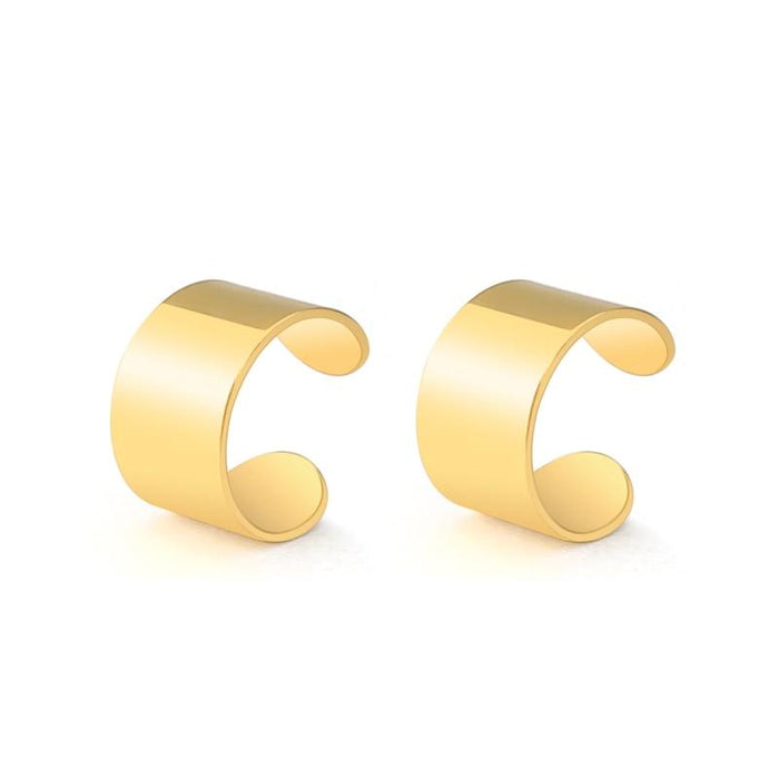 Chic Golden Stainless Steel Clip-On Ear Cuffs - Stylish Accessory for Everyone