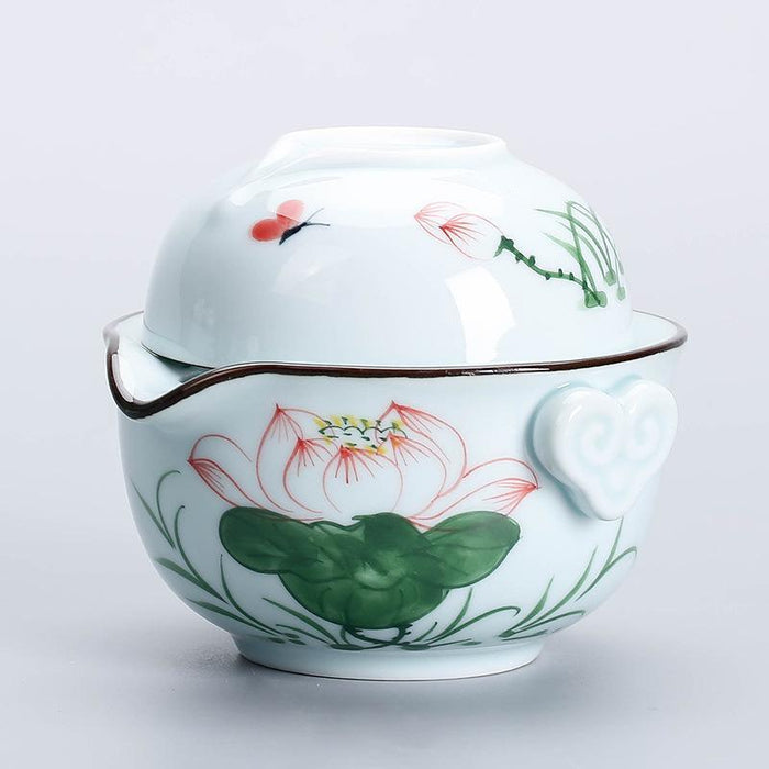 Sky Blue Chinese Kung Fu Porcelain Tea Set - Traditional Teaware Kit