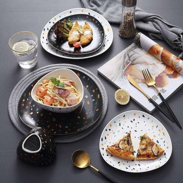 Elevate Your Dining Experience with Chic Nordic Ceramic Plates Featuring a Distinctive Dot Pattern
