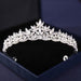 Silver Rhinestone Crown Tiara - Exquisite Hair Accessory for Elegant Occasions