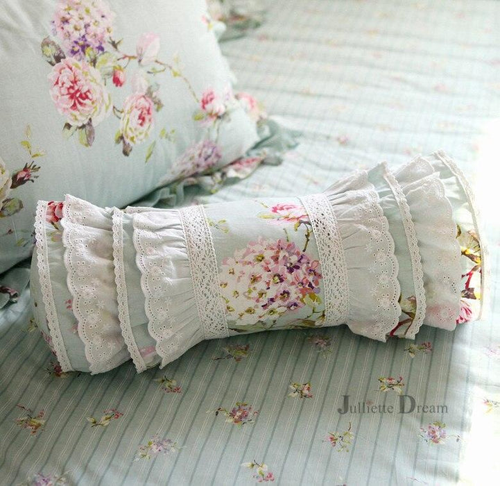 European Candy Style Embroidered White Cushion with Princess Ruffle Lace